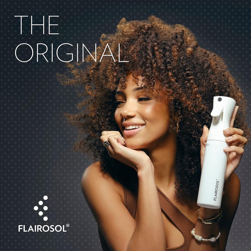 Flairosol البخاخ الأصلي للشعر، بخاخ ماء رذاذ فائق النعومة للتصفيف، الحلاقين، الصالونات، التنظيف، النباتات، 10.1 أونصة/300 مل (زجاجة بيضاء - طباعة مرجانية) - Image 2